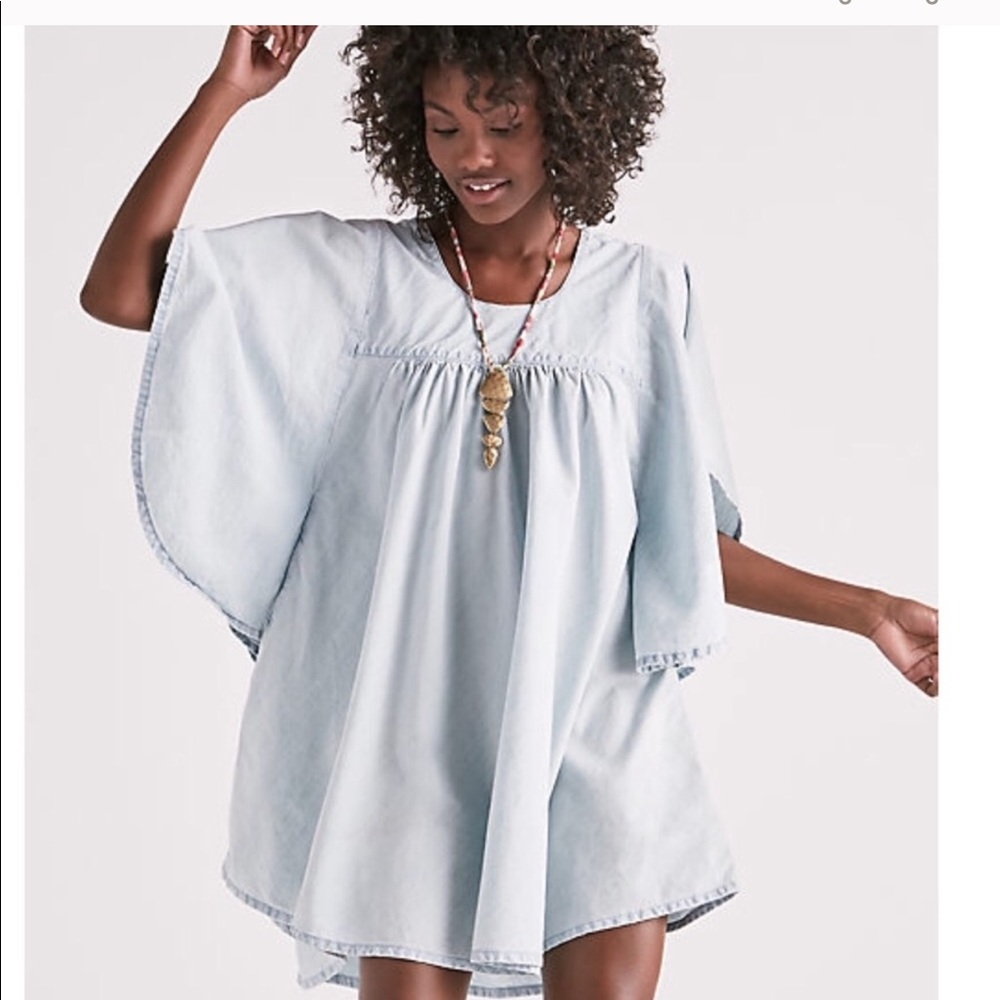 Lucky Brand Shirred Chambray Dress